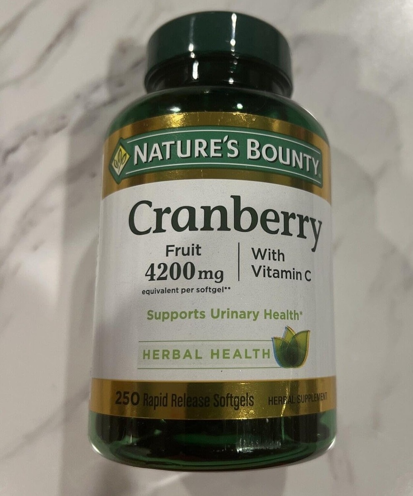 Nature's Bounty Cranberry Plus Vitamin C, 4200 mg, Softgels 250 ea (Pack of 2)