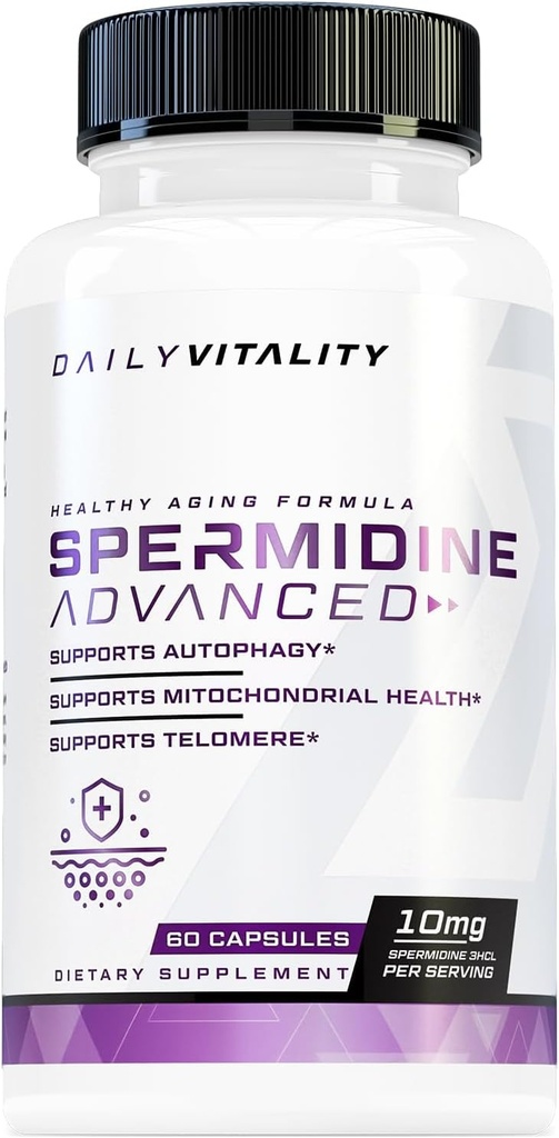Cutler Nutrition Advanced High Absorption Spermidine Supplément 99% de spermidine standardisé pour les hommes et les femmes pour une meilleure santé cardiaque Telomere et soutien du cerveau (60 services)