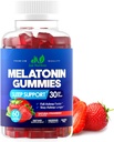 Mélatonine 30mg Gommies pour adultes (60 portions) - Soutien de sommeil de haute puissance avec 30mg de mélatonine par gummy - sans gluten, sans sucre, non-OGM, 100% végétarien, saveur de fraise - 60 gommies
