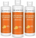 Dr Mercola Vitamine liposomique liquide C - Supplément de soutien antioxydant et immunitaire - Comprend la vitamine E - Sans OGM, sans gluten et sans soja - Citrus Vanilla Flavor - 450 ml (30 portions) - 3 emballages