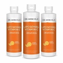 Dr Mercola Vitamine liposomique liquide C - Supplément de soutien antioxydant et immunitaire - Comprend la vitamine E - Sans OGM, sans gluten et sans soja - Citrus Vanilla Flavor - 450 ml (30 portions) - 3 emballages