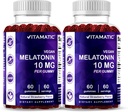 Mélatonine Vitamatique 10 mg Gummées végétariennes – Formation non-habitante – 60 Gummées par bouteille – 2-Pack (Total 120 Gummées végétaliennes)