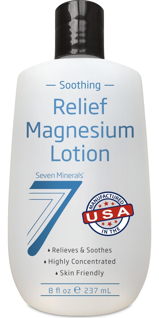 Sept Minéraux Lotion de magnésium pour le sommeil, le soulagement apaisant et la relaxation - Magnésium hautement concentré pour un meilleur sommeil, pieds et soins articulaires. Lotion non grasse avec des ingrédients agréables à la peau - 8 fl oz