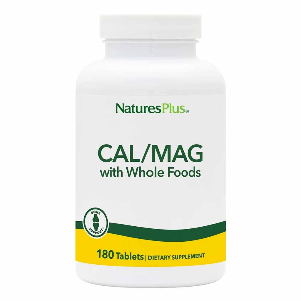 NaturesPlus Source de vie Supplément minéral Cal/Mag - 500 mg Calcium, 250 mg Magnésium, 180 comprimés végétariens - complément alimentaire entier, favorise la santé des os - sans gluten - 90 portions