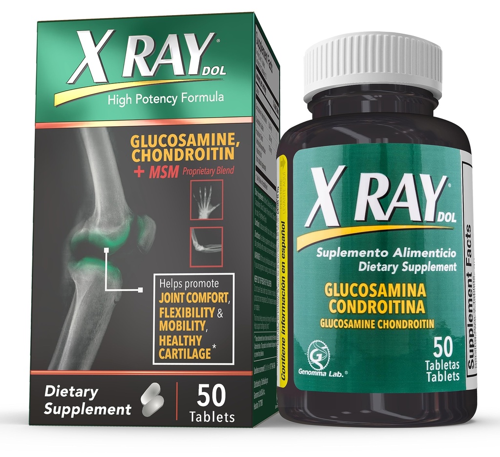 X Ray supplément de santé mixte haute puissance, avec la glucosamine 1500mg, Chondroitin 300mg, MSM 120 mg, soutient les articulations saines, les os et le cartilage - 50 Compte