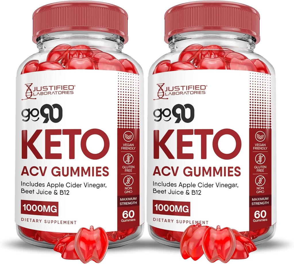 (2 Pack) Go 90 Keto ACV Gummies Advanced Formula 1000MG Go90 Keto Gummies vinaigre de cidre de pomme formulé avec du jus de pomme de grenade poudre B12 Vegan Non OGM 120 Gummys