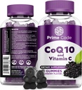 Code Prime CoQ10 200mg & Vitamine C 250mg Gummies – Antioxydants et soutien immunitaire – Supplément cardiaque et énergétique pour adultes – Vegan, non-OGM, sans gluten – Arôme de la mûre – 60 Gummies