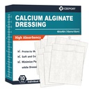 Calcium Alginate Wound Dressing Pads, 4'' x 4'' Patchs [10 Pack individuel], habillage haute absorption, produits d'entretien de la plaie douce, confortable et doux et non-collant pour l'entretien de la plaie