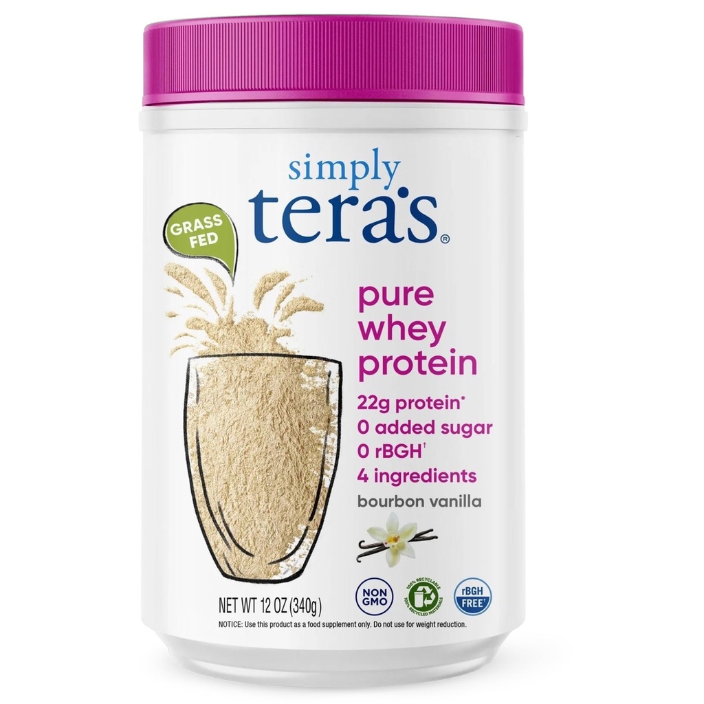 La poudre de protéines pures de tera - Poudre de protéines de fourneau à gazon, propre, faite sans édulcorants artificiels, sans OGM, sans casher, sans rBGH, sans soja - 12 Oz.