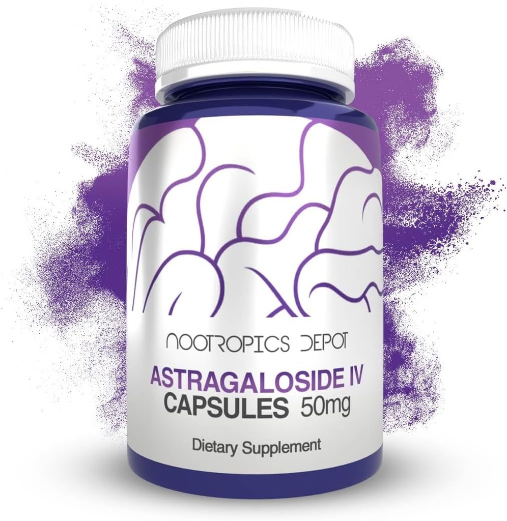 Nootropics Depot Astragaloside IV Capsules de 50mg de Astragalus membranaceus de 30 Count de Neuroprotective, Imune Support, Longueurs Telomeres