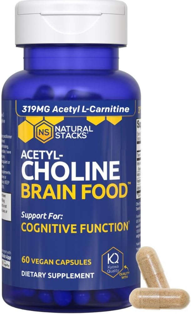 Acétylcholine Cerveau Food - Supplément Acétyl L-Carnitine & Alpha GPC - Supporte la production d'acétylcholine - Supplément Neurotransmetteur pour la fonction cognitive - 60 Capsules