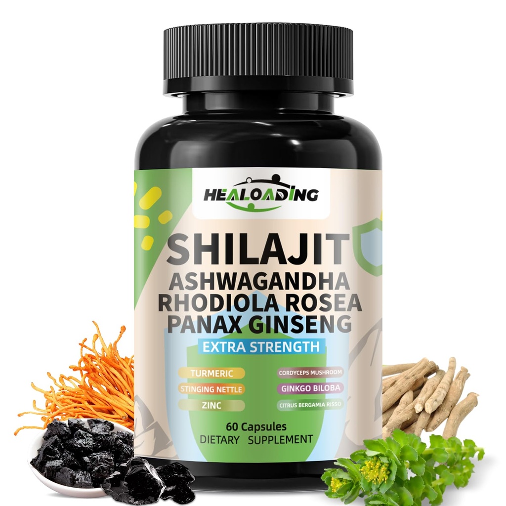 Himalayan Shilajit Capsules: Extrait de Shilajit d'Himalayan purifié - Énergie Naturelle et Stamine Support-Vegan, Acides Fulvic anciens et Acides Humiques 60 Capsules