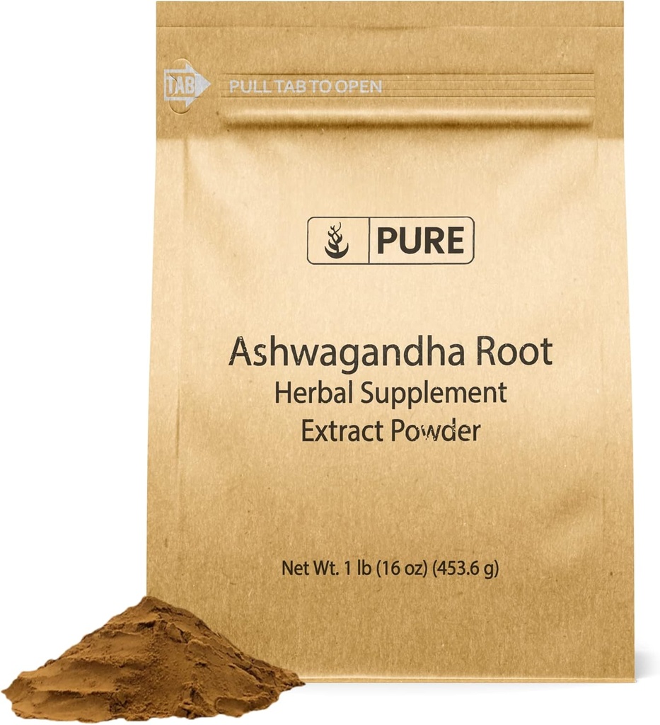 PURE ORIGINAL INGREDIENTS Ashwagandha (1lb) Natural and Pure, Vegan, Gluten-Free, Lab-Verified