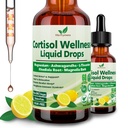 Supplément de cortisol gouttes liquides, 17-en-1 Cortisol Detox w. Magnésium Glycinate 400mg Ashwagandha, L-Theanine, Phosphatidylsérine, Hormone équilibré pour les femmes, Mood Focus, Soutien au sommeil