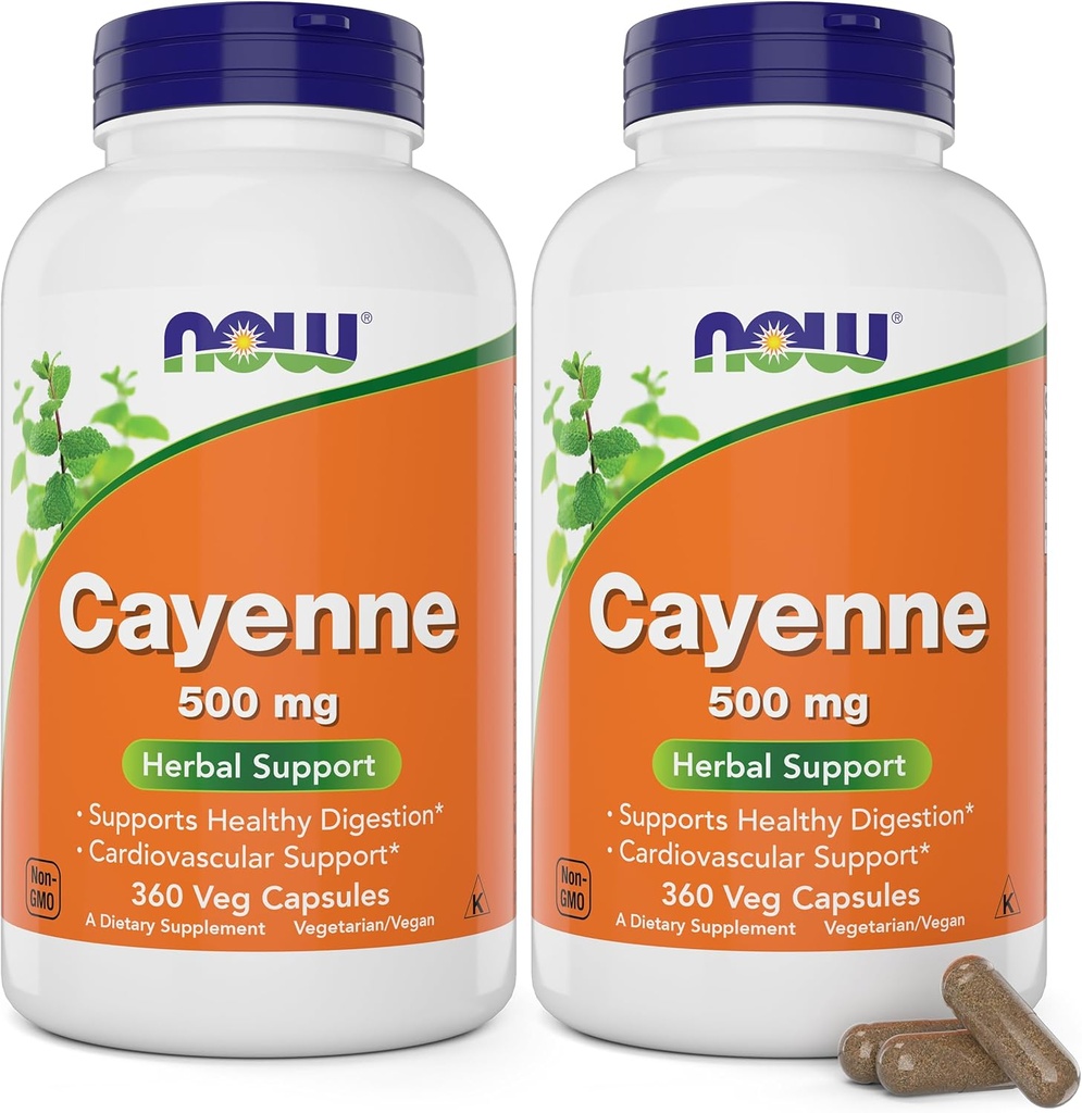 Maintenant Cayenne (Capsicum annuum) 500 mg, 360 gélules (paquet de 2)