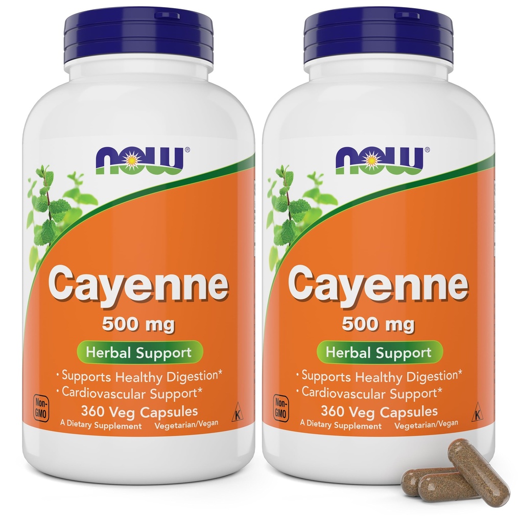 Maintenant Cayenne (Capsicum annuum) 500 mg, 360 gélules (paquet de 2)