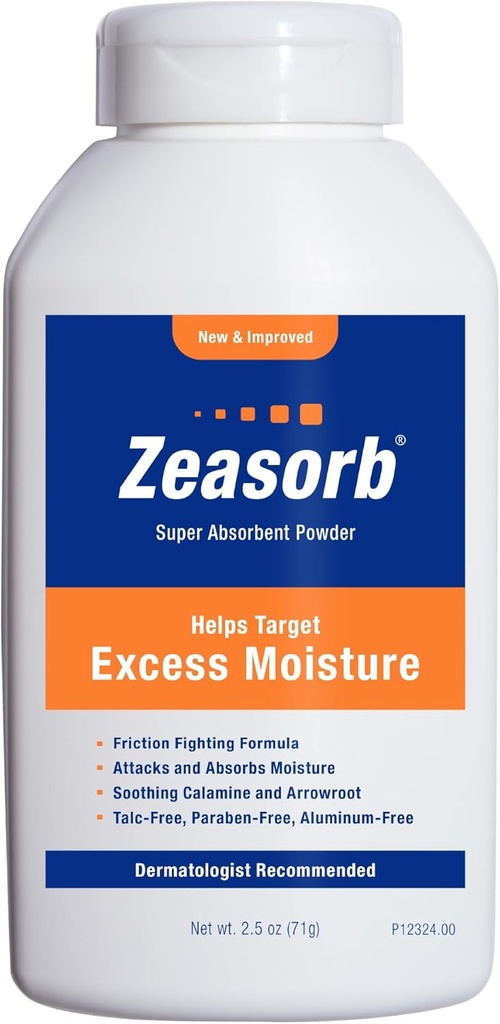 Prévention de Zeasorb, poudre d'humidité excessive pour prévenir le chaflage et les démangeaisons, 2,5 Oz