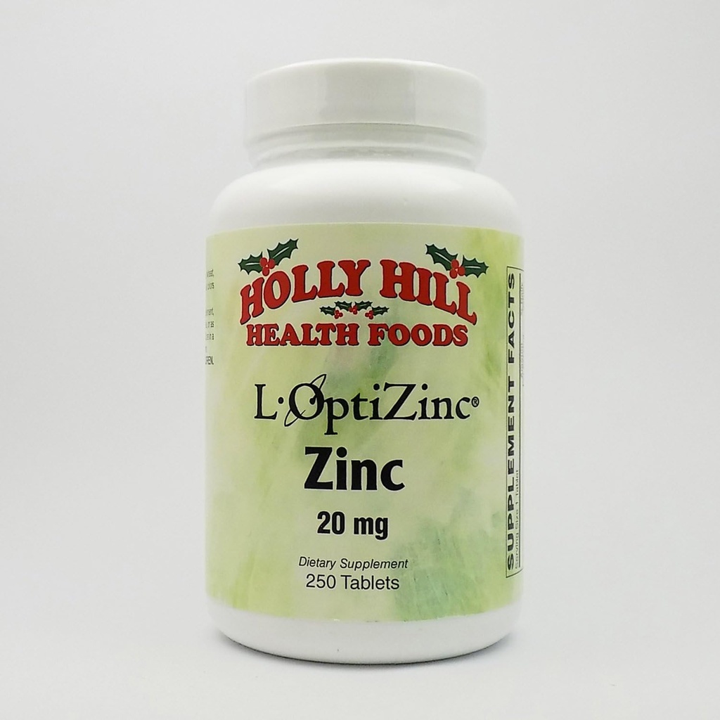 Holly Hill Health Foods, Zinc 20 MG, 250 comprimés