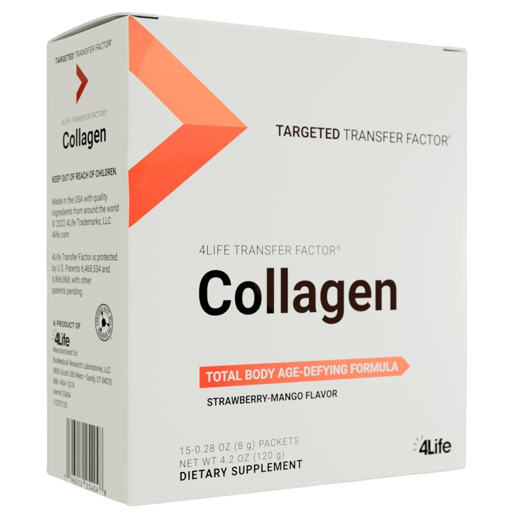 Collagène de facteur de transfert 4vie - Formule avec des vitamines et 5 types de collagène - Cheveux, peau et soutien des ongles - 15 paquets