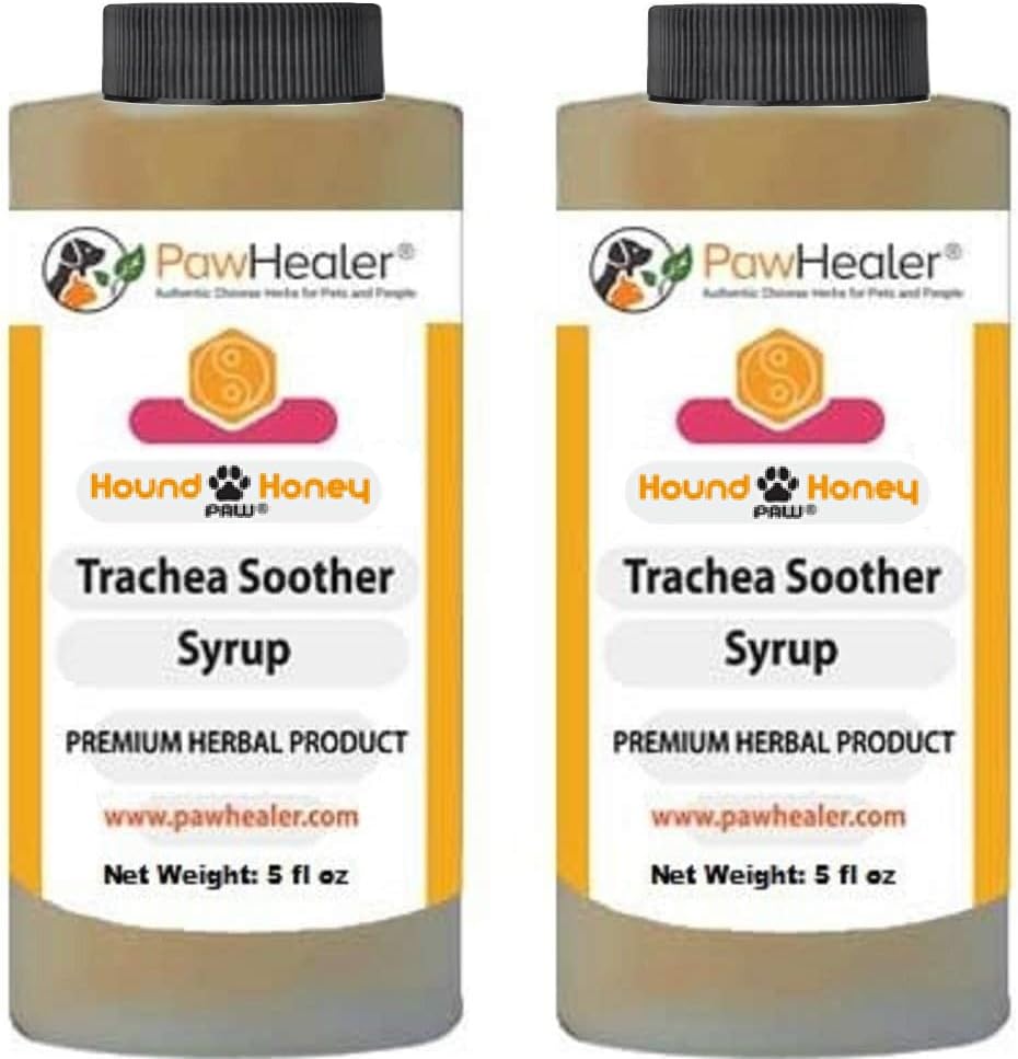 PawHealer Trachea Sother Sirop 2PAK Honey Hound - Remède à base de plantes naturelles pour les symptômes de la trachée effondrée - Bon goût - Facile à administrer (5 fl oz/ea) ...