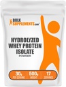 BulkSupplements.com Poudre d'isolat de protéines de lactosérum hydrolysée - Protéine de lactosérum isolée - Sans aromatisants et sans gluten, 30g par portion, 500g (1,1 lb) (paquet de 1)