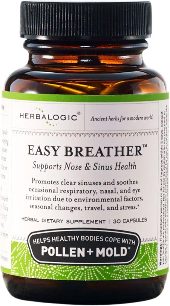 Herbalogic - Easy Breather Herb Capsules - soutient la santé du nez et du sinus - aide les organismes en santé à faire face au pollen et à la moisissure - basé sur la formule chinoise traditionnelle Yu Ping Fang San - 30 Cap Count