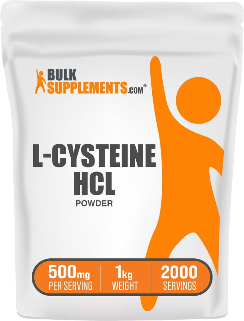 BulkSupplements.com L-Cysteine HCl Powder - NAC Supplement, Amino Acid Supplement - Gluten Free, 500mg per Serving, 1kg (2.2 lbs) (Pack of 1)