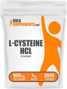 BulkSupplements.com Poudre L-Cysteine HCl - Supplément NAC, Supplément acide amino - Sans gluten, 500mg par portion, 1kg (2,2 lbs) (paquet de 1)
