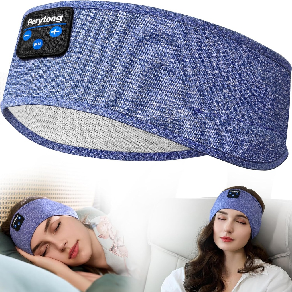 Perytong casque de sommeil, casque de sport Bluetooth casque avec haut-parleurs stéréo HD ultra-mince parfait pour dormir, entraînement, jogging,Yoga,Insomnie, transport aérien, méditation