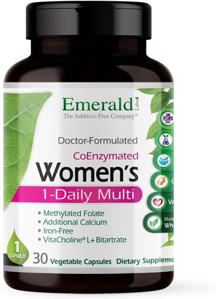 EMERALD LABS Women's 1-Daily Multi - Multivitamin for Women - Includes Calcium, Zinc, Vitamin B & More - Bone & Immune Support Supplement* - Gluten-Free - 30 Vegetable Capsules