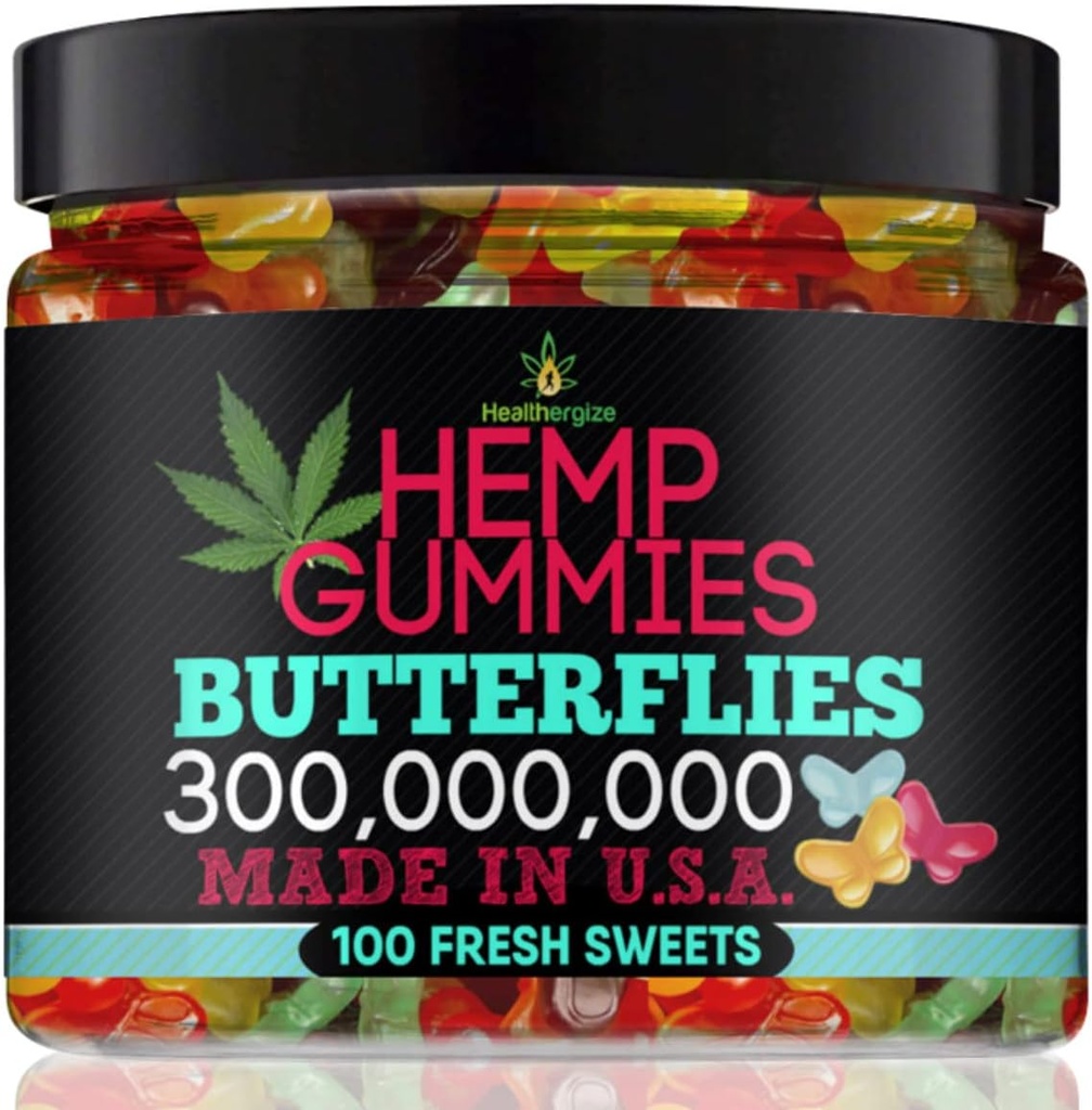 Gommies de chanvre Butterflies Delicious Premium Ours Gummy Edibles-Fresh Fruity Saveurs-Natural Candy Peace and Relaxation-pour le sommeil, le calme, la détente-Fabriqué aux États-Unis-100 comte