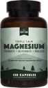 Rhythme naturel Triple Calme Magnésium 150 mg - 120 Capsules – Supplément composé complexe de magnésium avec Magnésium Glycinate, Malate et Taurate. Mélange calmant pour promouvoir le repos et la détente.