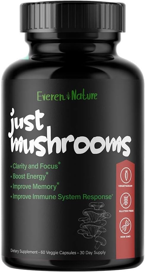 Juste des champignons - Lion's Mane, Turquie Tail, Cordyceps, Reishi, et plus - Énergie naturelle - Supplément Cerveau Nootropique - pour Clarity & Focus - Immune System Booster