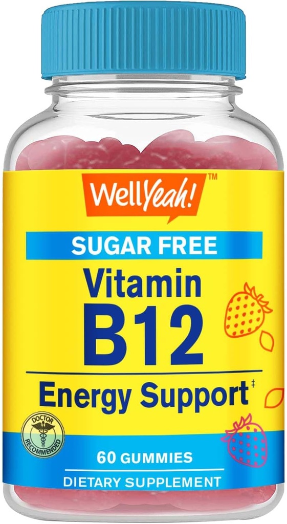 Eh bien oui Vitamine B12 1000mcg Gummies sans sucre.com Supplément alimentaire pour l'énergie et le métabolisme.