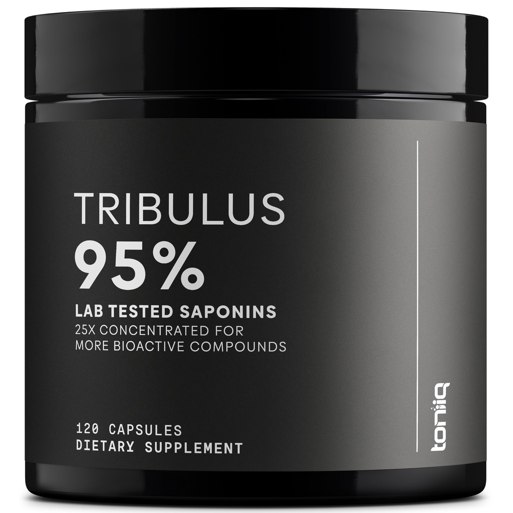Toniiq Tribulus Terrestris pour les hommes - Extraction ultra-haute puissance 25:1 avec des saponines à 95% - 1300mg Pure et Concentré Formule - Laboratoire tiers testé pour la pureté et la qualité - 120 Capsules