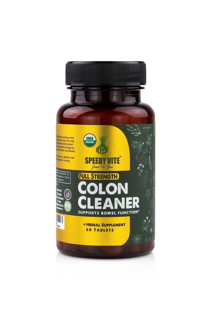 SpeedyVite® Bio Colon Cleaner Full Strength - (60 comprimés de légumes) avec l'écorce de Cascara Sagrada biologique, racine de raisin de l'Oregon, Turquie Rhubarb, Ginger & Fennel. Supplément naturel - soutient la fonction Bowel*