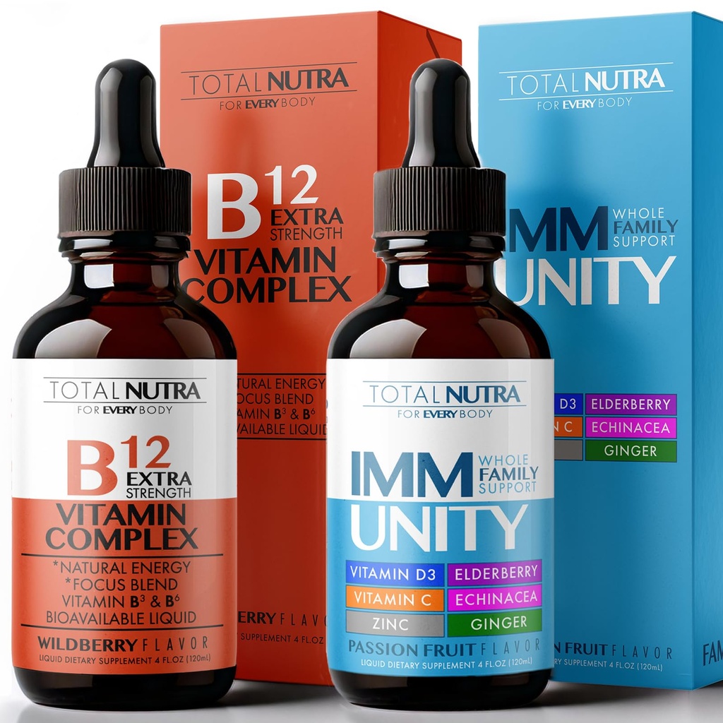 Extra Strength B Vitamine Drops and 6-in-1 Liquid Multivitamin Supplement (complément de multivitamine liquide de 6 en 1)