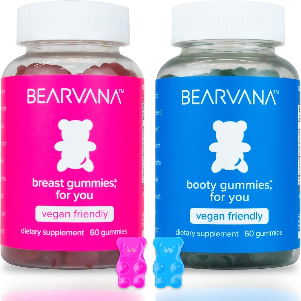 BOARVANA Top & Peach Support Combo Pack Gummies pour femmes , 9 extraits de plantes, y compris Fenugreek, Maca & Fennel , Vitamines essentielles , Berry Flavor , 2-Pack (120 Gummies)