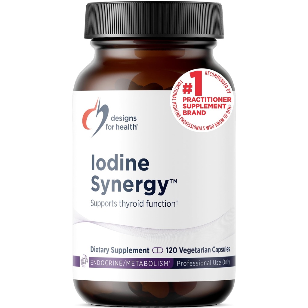 Designs for Health Iodine with Selenium - Iodine Synergy, 10mg Potassium Iodide + 40mcg Selenium (Selenomethionine) Supplement for Thyroid Support - Non-GMO + Gluten-Free (120 Capsules)
