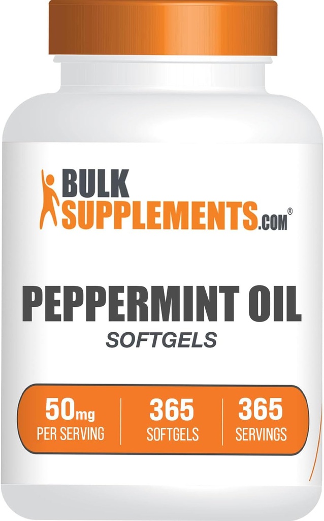 BulkSupplements.com Huile de menthe poivrée - Supplément de menthe poivrée, pilules d'huile de menthe poivrée, capsules d'huile de menthe poivrée 50mg - Sans gluten, 1 Softgel par portion, 365 Nombre (paquet de 1)