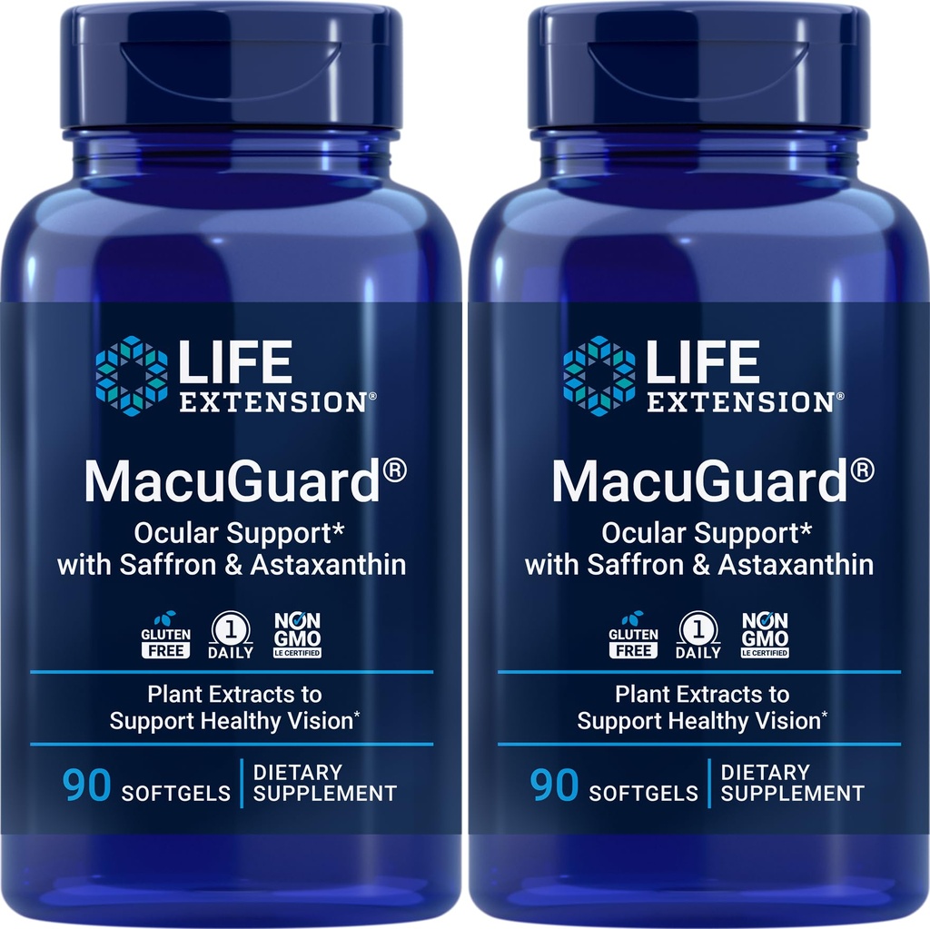 Life Extension MacuGuard 90 softgels (Pack of 2) with Saffron & Astaxanthin