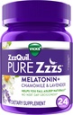 ZzzQuil PURE Zzz Melatonin Gummies, Aide au sommeil, Melatonin 2mg, avec Camomille et lavande, Melatonin Gummies de sommeil, Aide au sommeil pour les adultes, Vanille sauvage aromatisée, 24 Gummies de sommeil