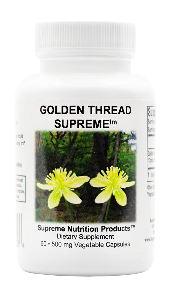 Supreme Nutrition Golden Thread Supreme, 60 Pure Coptis Chinensis Capsules végétariennes