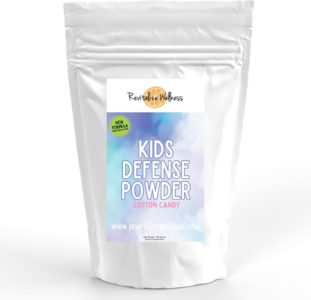 Kids Defense Powder | New Formula, Improved Flavor | Orthomolecular Dose of 1000 mg Vitamin C and 250 mg B3 | Pure, Corn Free, & GMO-Free | Cotton Candy Flavor | 120 Servings