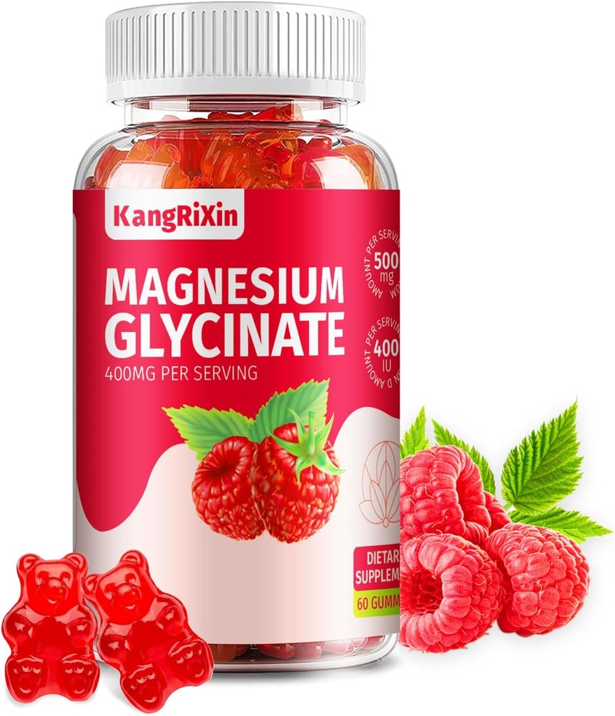 Magnésium Glycinate Gommies - Suppléments de magnésium sans sucre pour adultes et enfants, haute absorption Magnésium Gommies Sans gélatine (60 Nombre (paquet de 1))