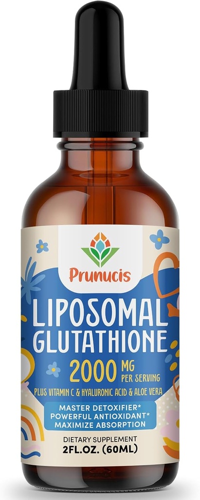 2000MG Liposomal Glutathione Liquid, 98% Absorption, Active Form L-Glutathione Supplement, Vegan Friendly, Powerful Antioxidant Complex for Immune System, Aging Defense, Detox, 2 FL.OZ