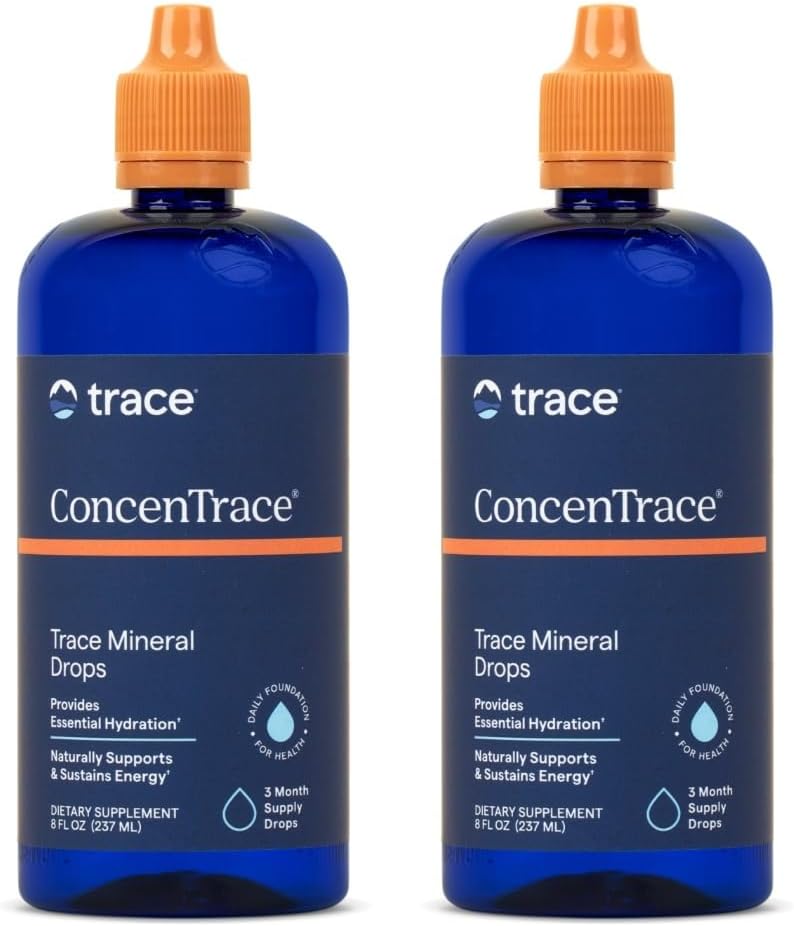 Trace Minerals ConcenTrace Trace Mineral Drops - Supplément liquide pour le soutien des os et des articulations - Aides Hydratation et restauration des électrolytes - Non aromatisé, 8 fl oz (192 portions)