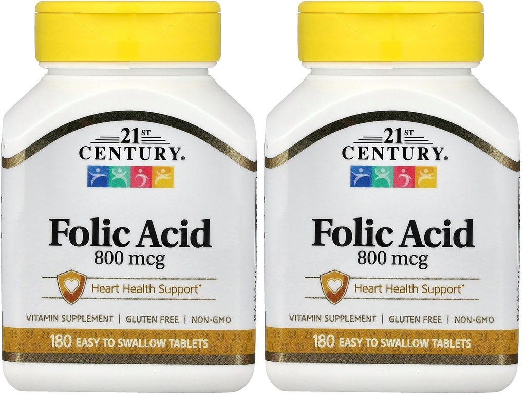 21ème siècle 800 mcg comprimés d'acide folique, assortis, 180 Compte (paquet de 2)