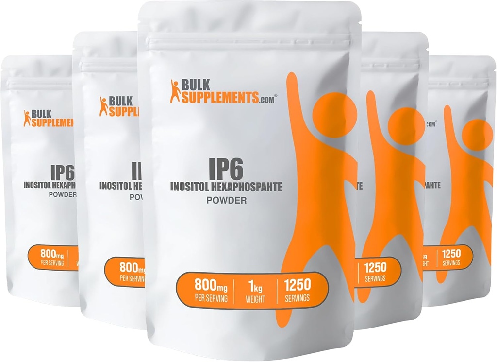 BulkSupplements.com Poudre IP6 - Inositol Hexaphosphate, Supplément IP6 - Supplément Inositol pour le support immunitaire, sans gluten, 800mg par portion, 5kg (11lbs) (paquet de 5)