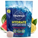 TruWild poudre naturelle d'hydratation avec sucre zéro, électrolytes végétaliens + acides aminés, boisson de récupération pour l'usage quotidien, complément de soutien musculaire post-entraînement avec magnésium (Lémonade de la pastèque)